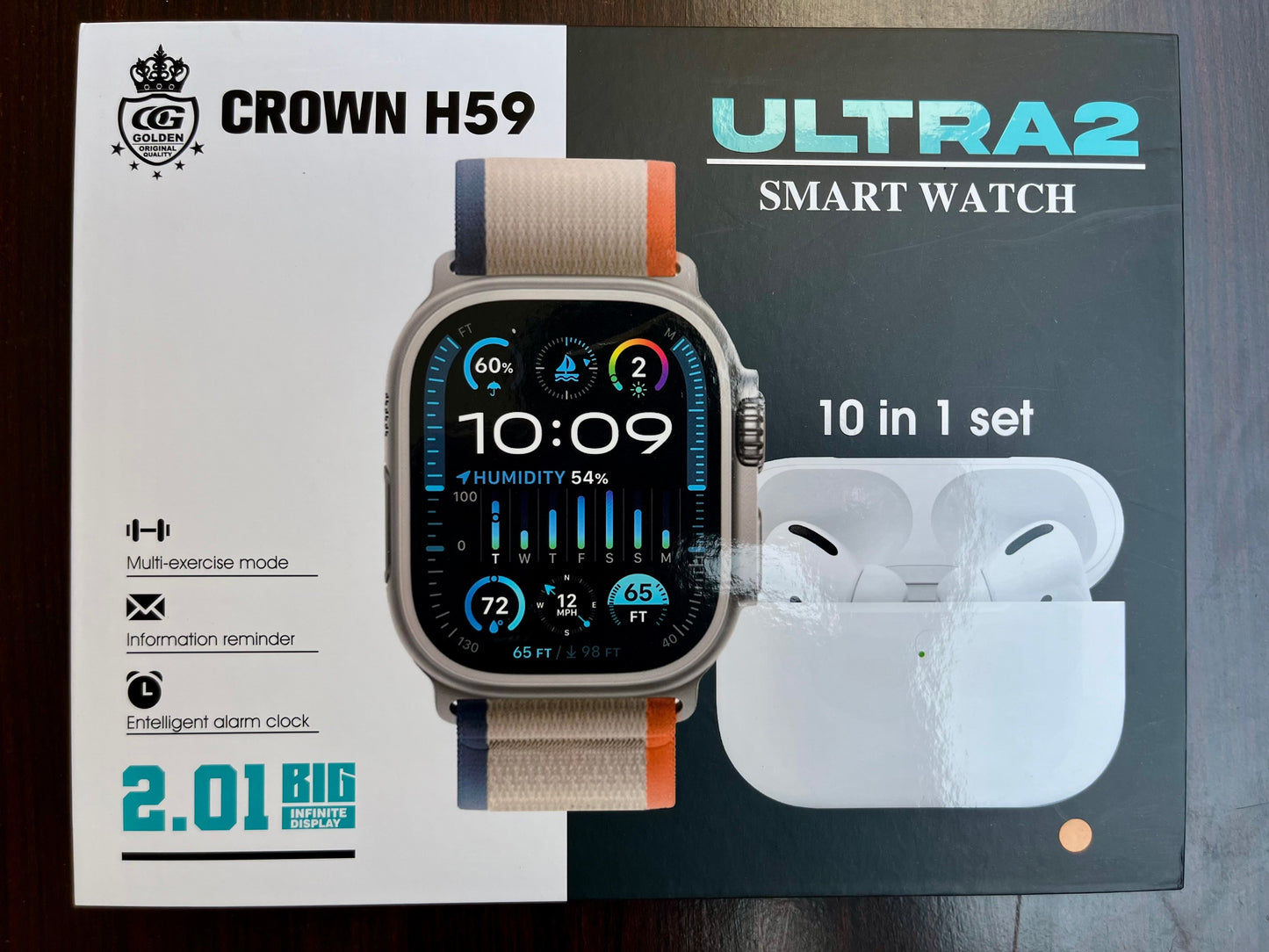 Crown H59 Ultra 2 (10 in 1) With Earbuds & Straps