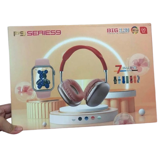 P9 Headphones & Series 9 Smartwatch With 7 Straps