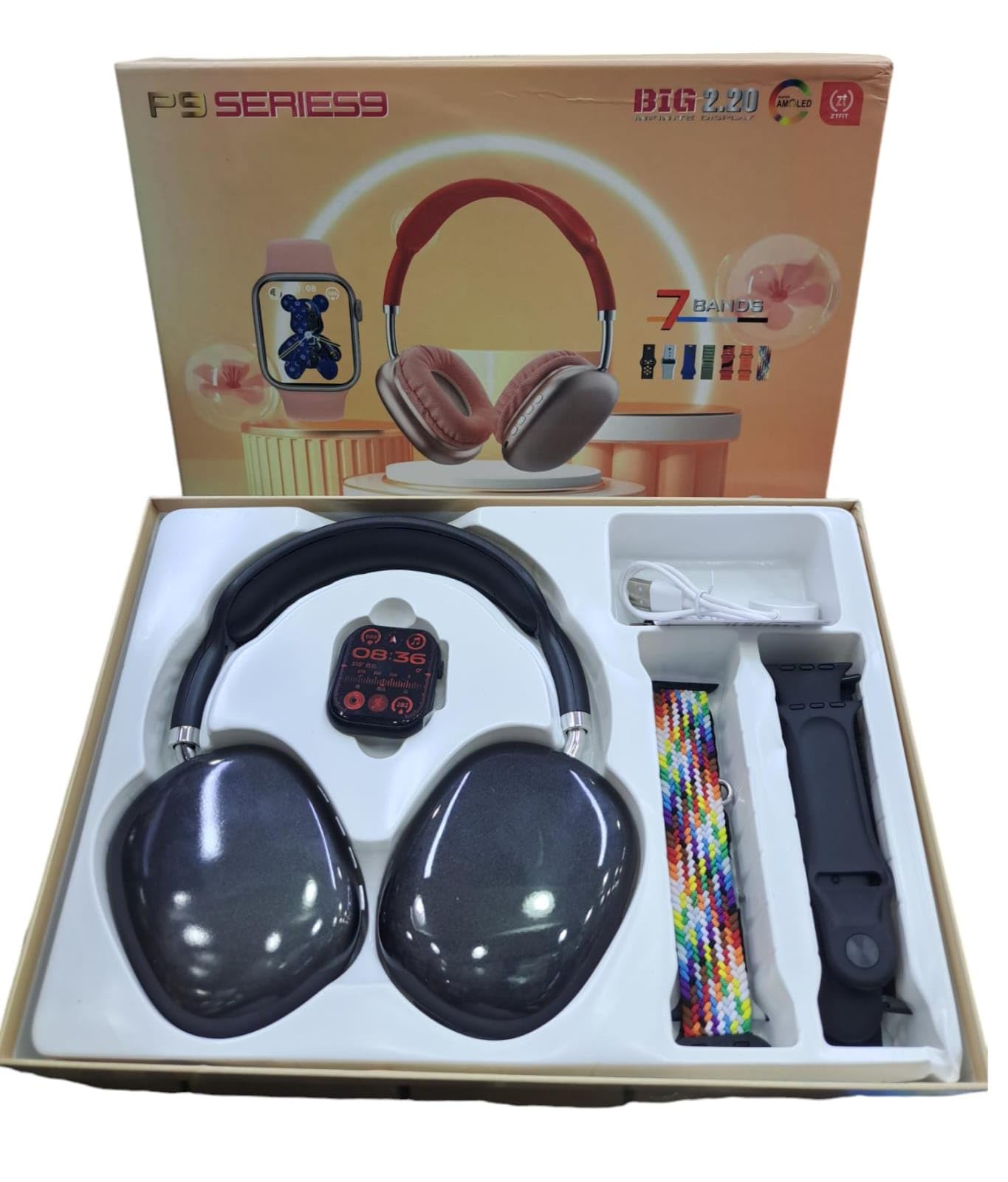 P9 Headphones & Series 9 Smartwatch With 7 Straps